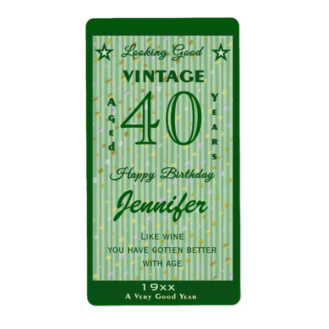 Change the Age Birthday Wine Personalized Green (Front)