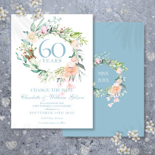 Change the Date 60th Anniversary Roses Garland Invitation