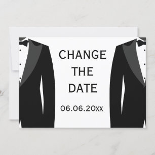 Change The Date Black And White Gay Wedding Save The Date