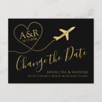 Change the Date Black Gold Destination Wedding 