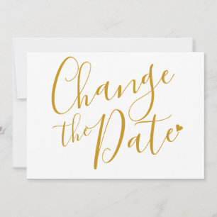 Change the Date Bridal Shower Chic Gold Script Save The Date