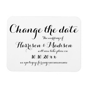 Change the Date, Calligraphy Wedding Announcement Magnet