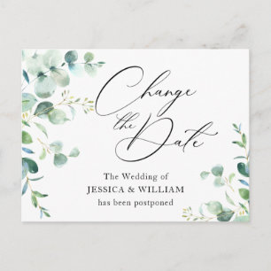 Change the Date Elegant Eucalyptus Wedding Postcard