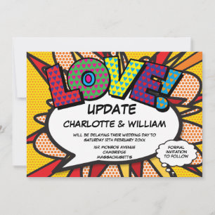 Change the Date Fun Modern Comic Book Save The Date