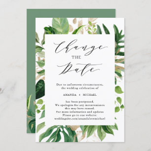 Change the Date Greenery Tropical Palm Leaves Invitation
