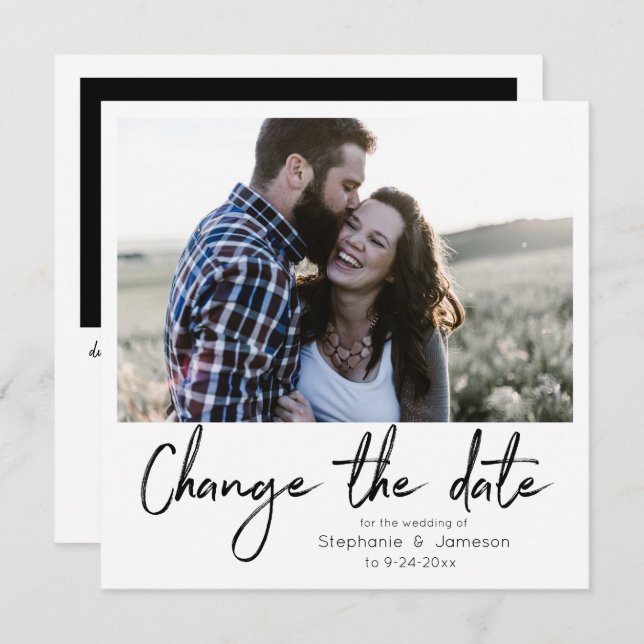 Change the Date Instant Photo Typography Detailed Invitation (Front/Back)