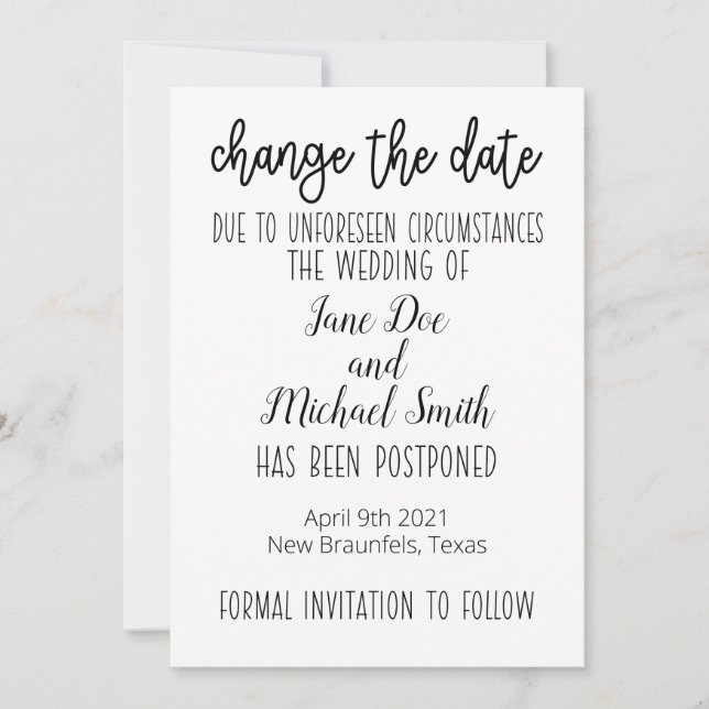 Change The Date Invitation (Front)