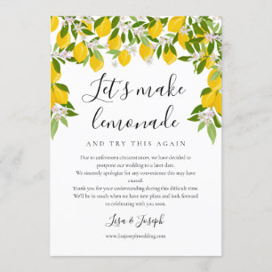 Change the Date Lemons Postponed Cancelled Photo Invitation