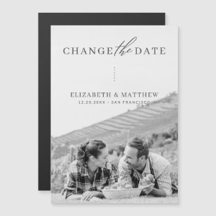 Change The Date Minimalist Chic Photo Wedding Magnetic Invitation