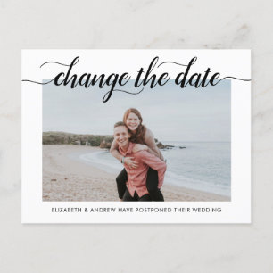 Change the Date Modern Elegant Typography Photo Announcement Postcard