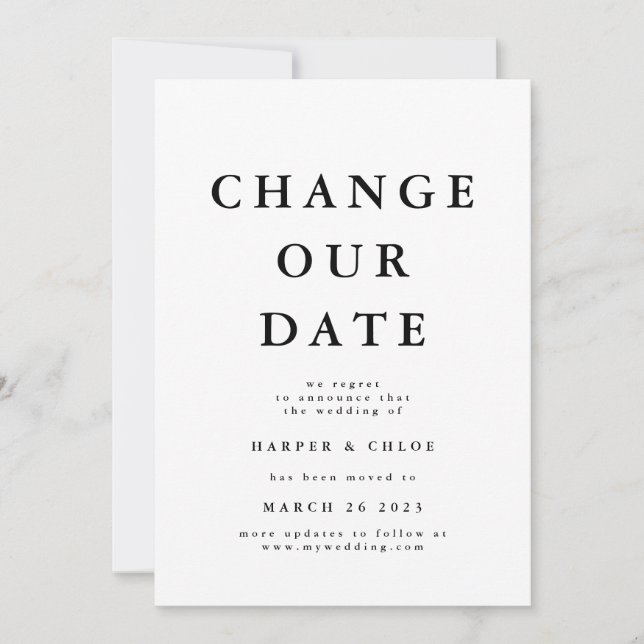 Change The Date New Wedding Date Save The Date (Front)