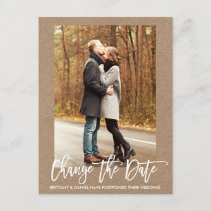Change The Date Photo Brush Script Kraft Postcard
