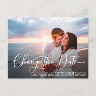 Change The Date Photo Wedding Postponement Postcard