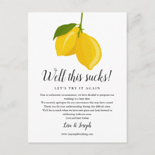 Change the Date Postponed Cancelled Lemons Photo Postcard