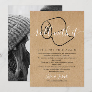 Change the Date Postponed Cancelled Rustic Photo Invitation