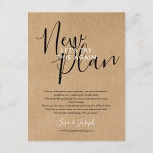 Change the Date Postponed Cancelled Rustic Photo Postcard