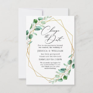 Change the Date Postponed Elegant Eucalyptus Invitation