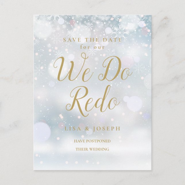 Change the Date Postponed We do Redo Winter Event Announcement Postcard (Front)