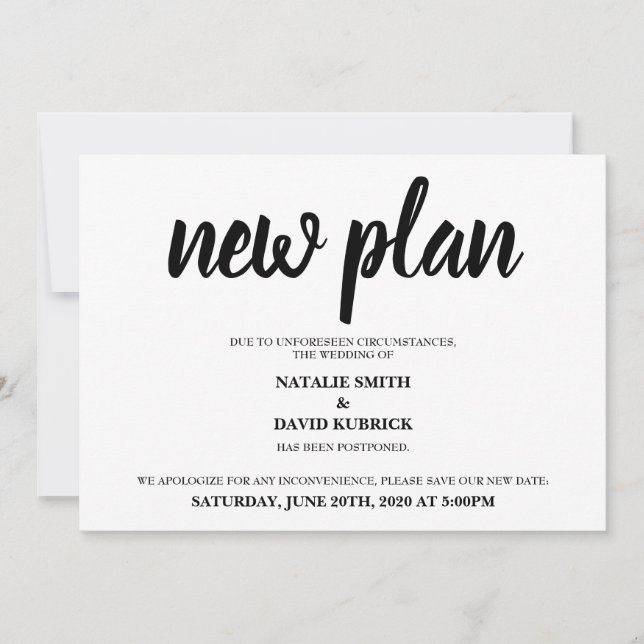 Change the Date Postponed Wedding Announcement (Front)