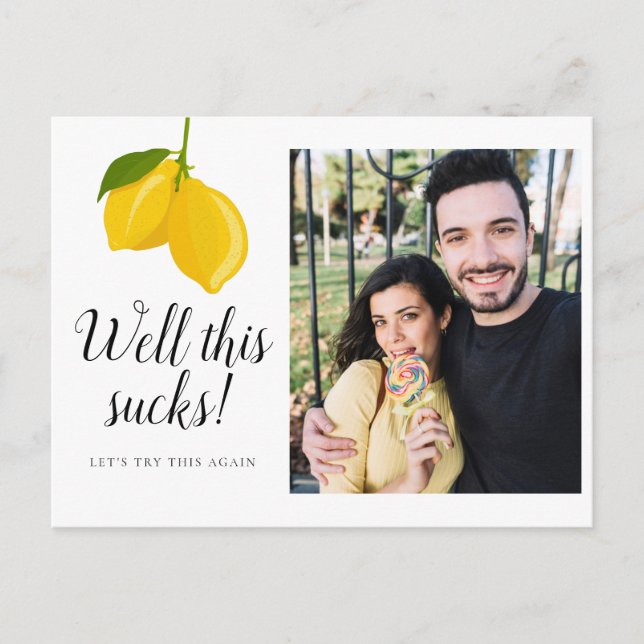 Change the Date Postponement Photo Save the Date Announcement Postcard (Front)