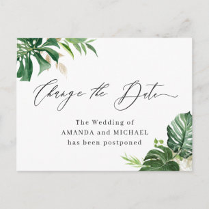 Change the Date Script Tropical Palm Leaves Postcard