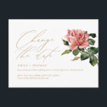 Change the Date Script Vintage Rose Gold Postcard<br><div class="desc">Update your guests with the details for your rescheduled or postponed event with this minimalist and modern postcard featuring modern calligraphy script and a vintage rose. Please stop by my shop to see more like this.</div>
