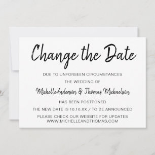 Change the Date Simple Black and White Save The Date