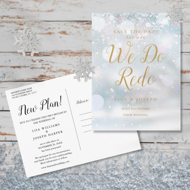 Change the Date We Do Redo New Plan Winter  Postcard (Creator Uploaded)