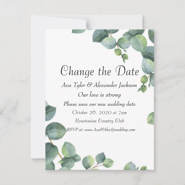 Change the date wedding Invitation (Front)