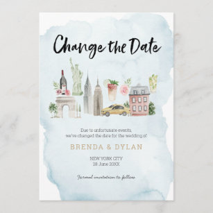Change the date Wedding New York City invitation