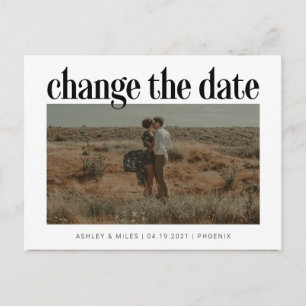 Change the Date Wedding Photo Announcement Postcard