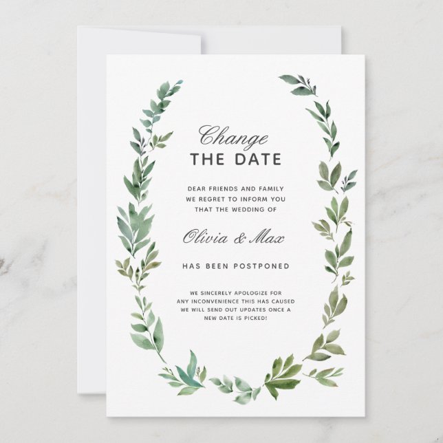 Change the Date Wedding Postponed Announcement (Front)