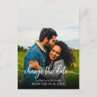 Change The Date Wedding Postponed Elegant  Script