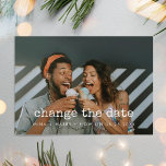 Change the date wedding postponement photo postcard<br><div class="desc">You have to postpone or cancel your wedding or celebration? Share the news with this lovely photo postcard,  fully customizable font and colours.</div>
