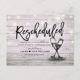 Change The Date Wedding Postponement Rescheduled Announcement Postcard