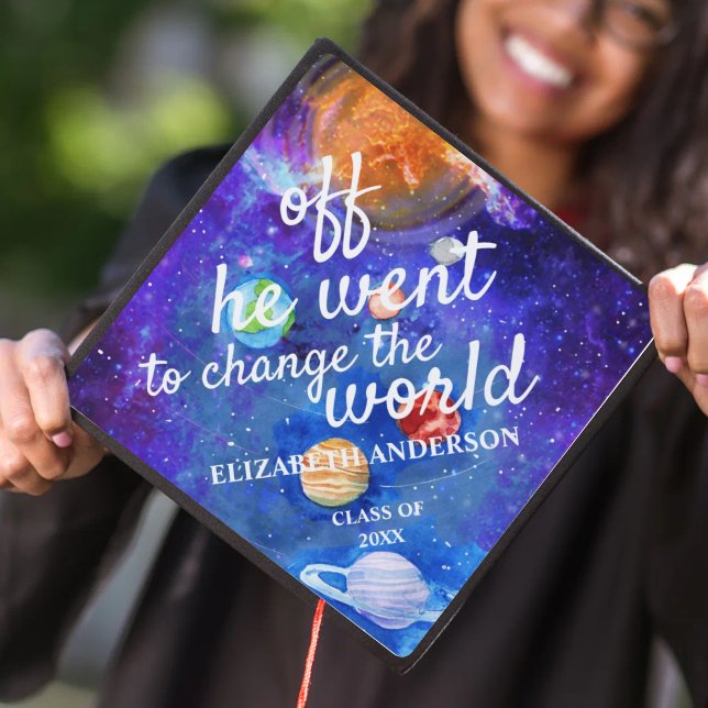 Change the World Globe Custom Monogram Graduation Cap Topper (Creator Uploaded)