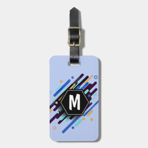 Change To Any Initial, Blue Paint Stripes Luggage Tag