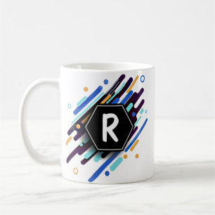 Change To Any Initial on Blue Paint - R S T U V  Coffee Mug