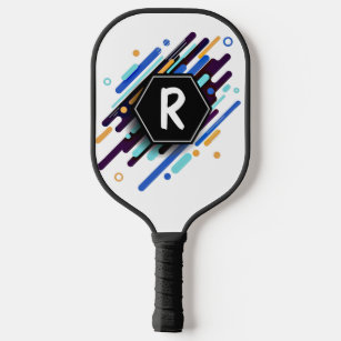 Change To Any Initial, on Blue Paint Stripes Pickleball Paddle
