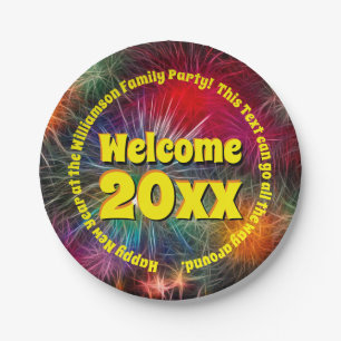 Change Year Edit Text Add Name New Year 20xx Party Paper Plate