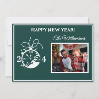 Change Year Happy New Year's 4 Photo Clock Card