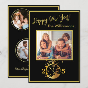 Change Year Happy New Year's 4 Photo Clock Card