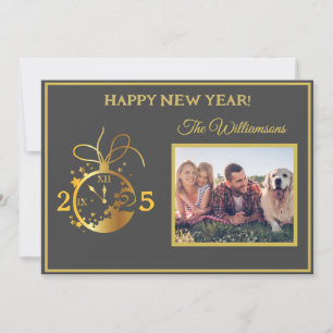 Change Year Happy New Year's 4 Photo Clock Card