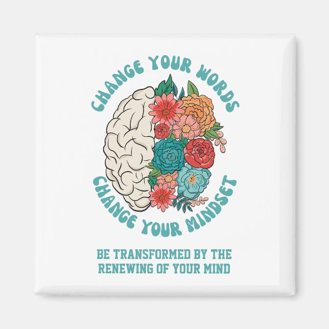 CHANGE YOUR WORDS Change Your Mindset Christian Magnet (Front)