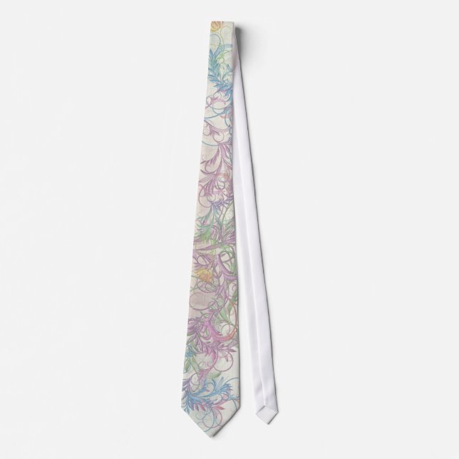 Changeable Base MultiColor Floral Leaf Scroll Tie (Front)