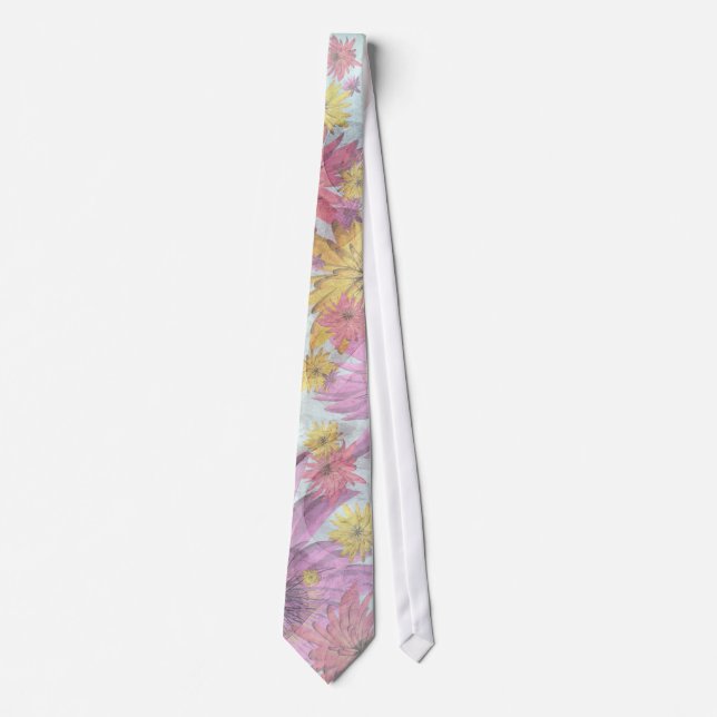 Changeable colour background crazy flowers tie (Front)