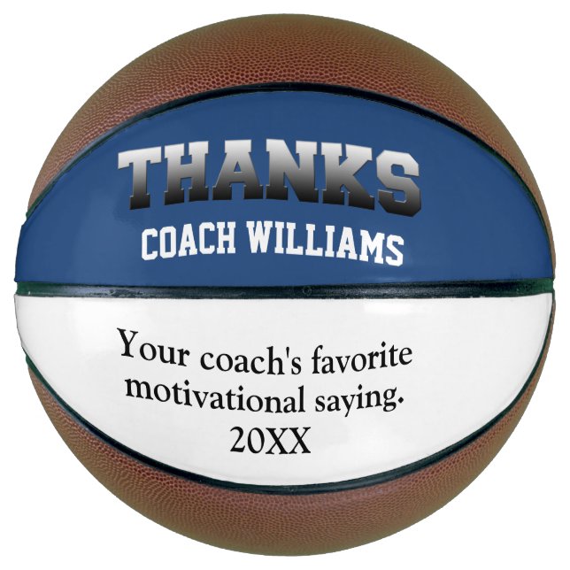 Changeable Colour Thank You Coach Team Basketball (Front)
