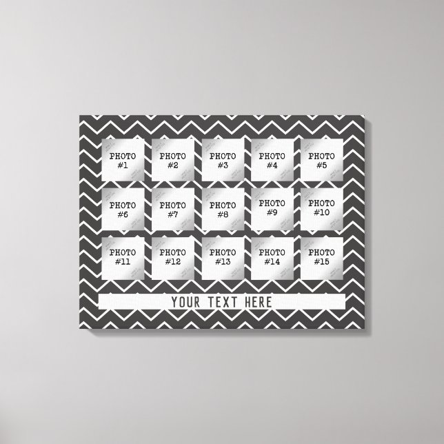 Changeable Grey & White Chevron, 15 Photo Collage Canvas Print (Front)