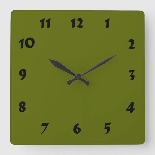 Changeable Numbered Olive Green Clock (Front)