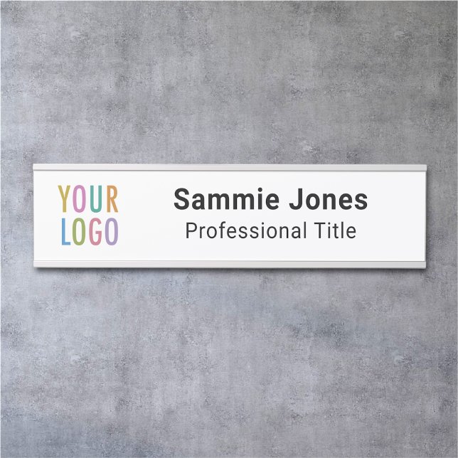 Changeable Office Door Name Plate Business Logo (MISOOK Door Name Plate with Logo and Job Title White)